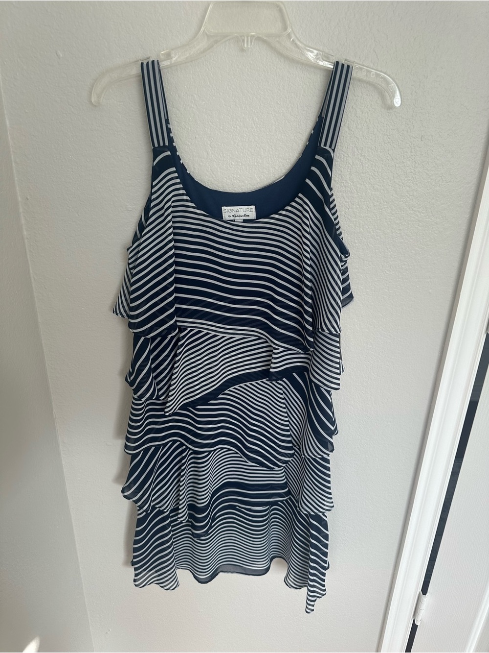 Signature by Robbie Bee Navy and White Striped Women’s Dress NWT size 10